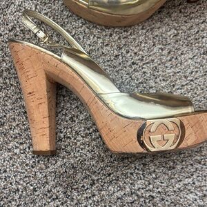 Gucci Metallic Gold Platform Sandals